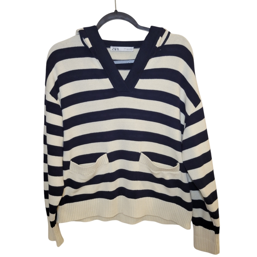 Zara Black and White Striped Sweater
